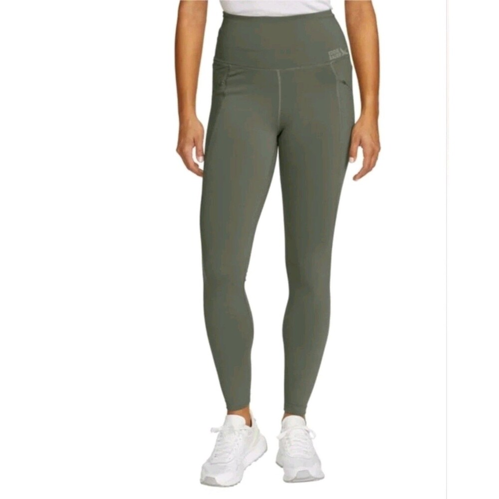 Eddie Bauer High Rise Trail Tight Zippered Pocket Green Leggings Women's Size L
